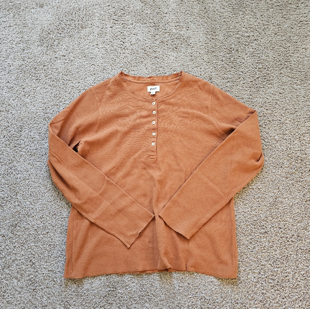 Pact Women's Two-Piece Thermal Pajama Set in Rust - Picture 4 of 9